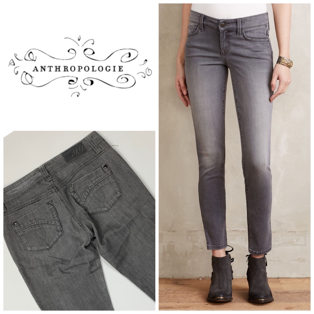 Anthropologie Level 99 Gray Straight Leg Jeans Size 25